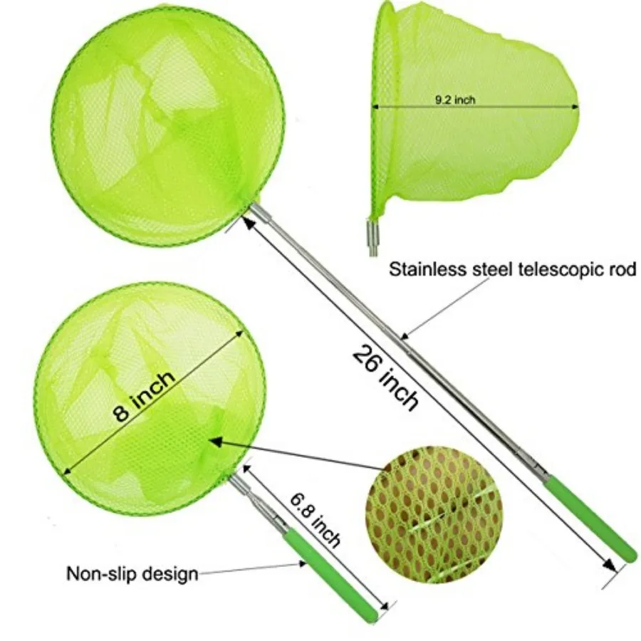 #1 3 Pack Colored Telescopic Butterfly Nets - Great for Catching Insects Bugs Fishing - Outdoor Toy for Playing - Extendable fr