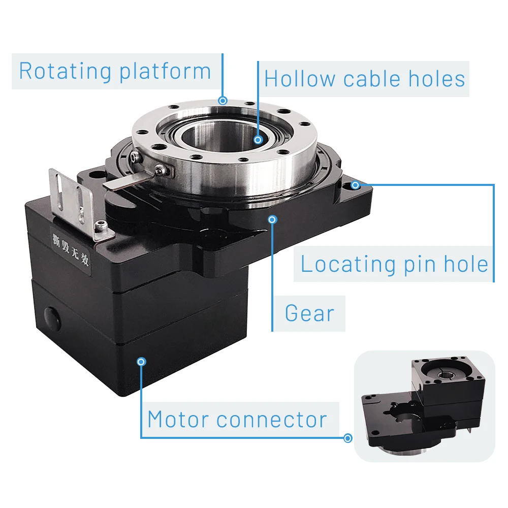 KTN200 Planetary Speed Gearbox Hollow Design Hollow Rotating Platform Easy Wiring Piping Direct Contion Various Servo Machinery