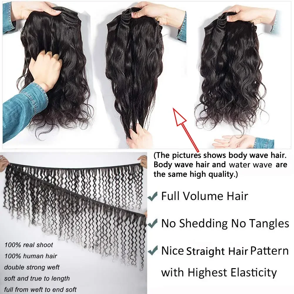 Water Wave Human Hair Bundels Curly Deep Wave 3 Bundels Brazilian Natural Black Human Hair Remy Hair 100% Menselijk Haar Natuurlijk