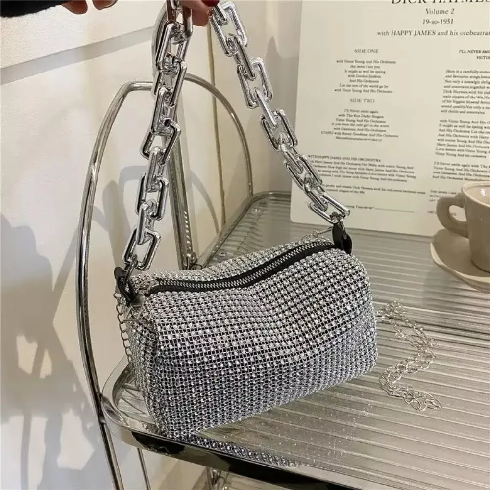 All Diamond Design​​ Shoulder Bag ​​Sparkling ​​Personalized Color​​ ​​​Diamond Chain Bag​​ ​Wedding Accessory​​ Thick Chain