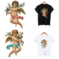 2Pcs/Lot Cute Cupid Angel Iron On Stickers Heat Adesivos Thermal Transfer Patches For Children's Ironing Clothing Kids T Shirt