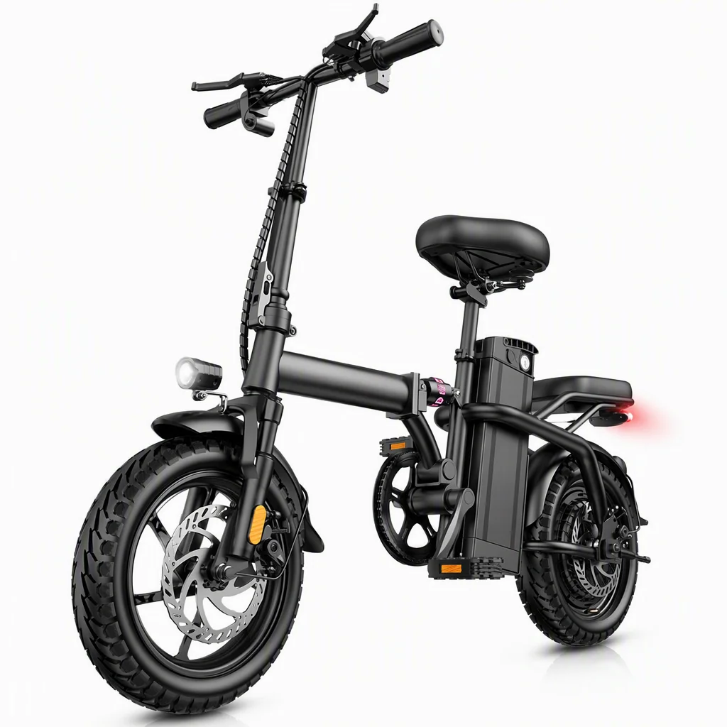 Folding Electric Bike 400W Motor Carbon Alloy Frame 20% Extended Range 9-Level Shock Absorption Dual Disc Brakes Explosion-Proof Vacuum Tire 3 Riding Modes Removable Battery for Adults