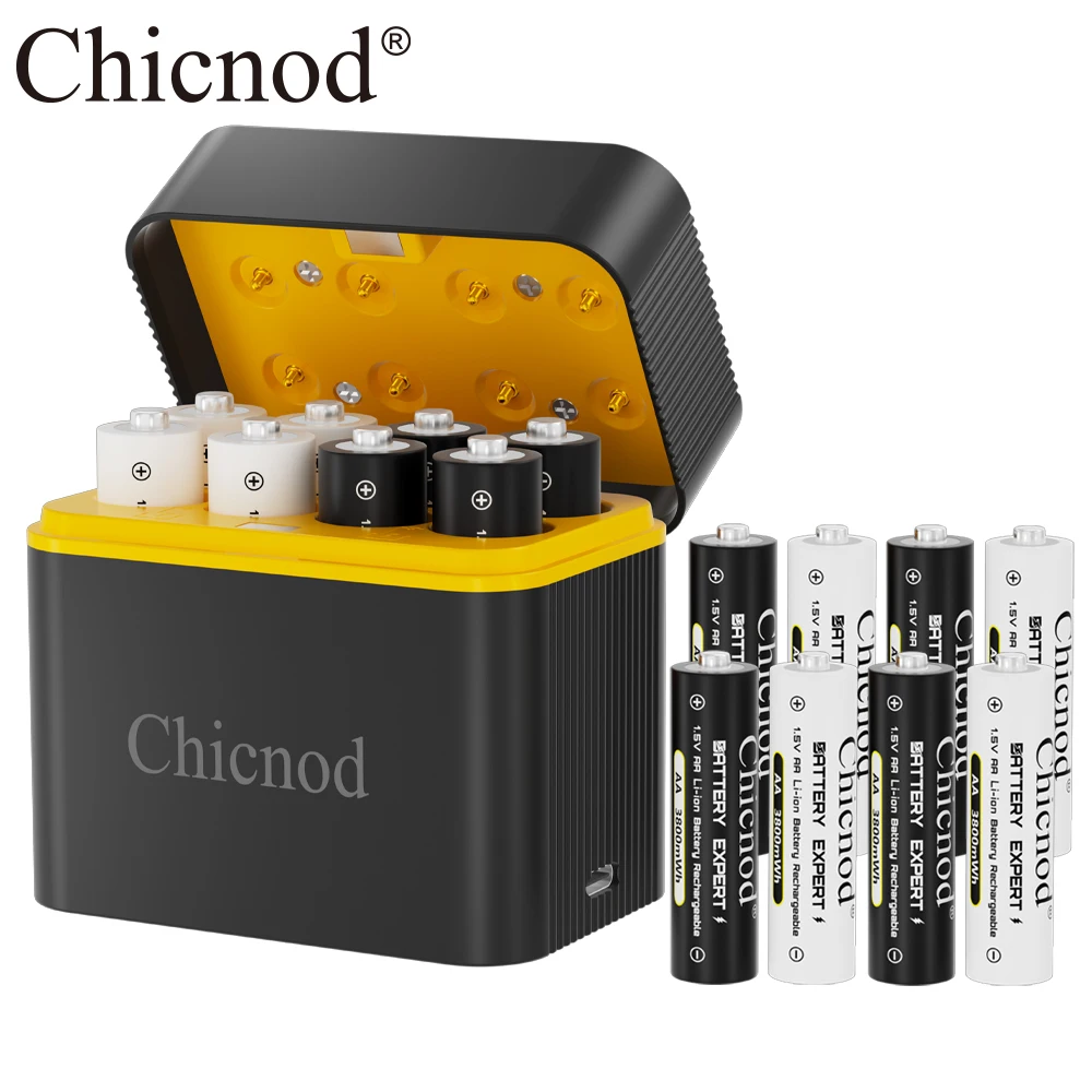 

CHICNOD 1.5V AA 3800mWh Lithium Battery 8 Lots Smart Batteries Charger Rechargeable Battery For Remote Control Mouse Smart Door