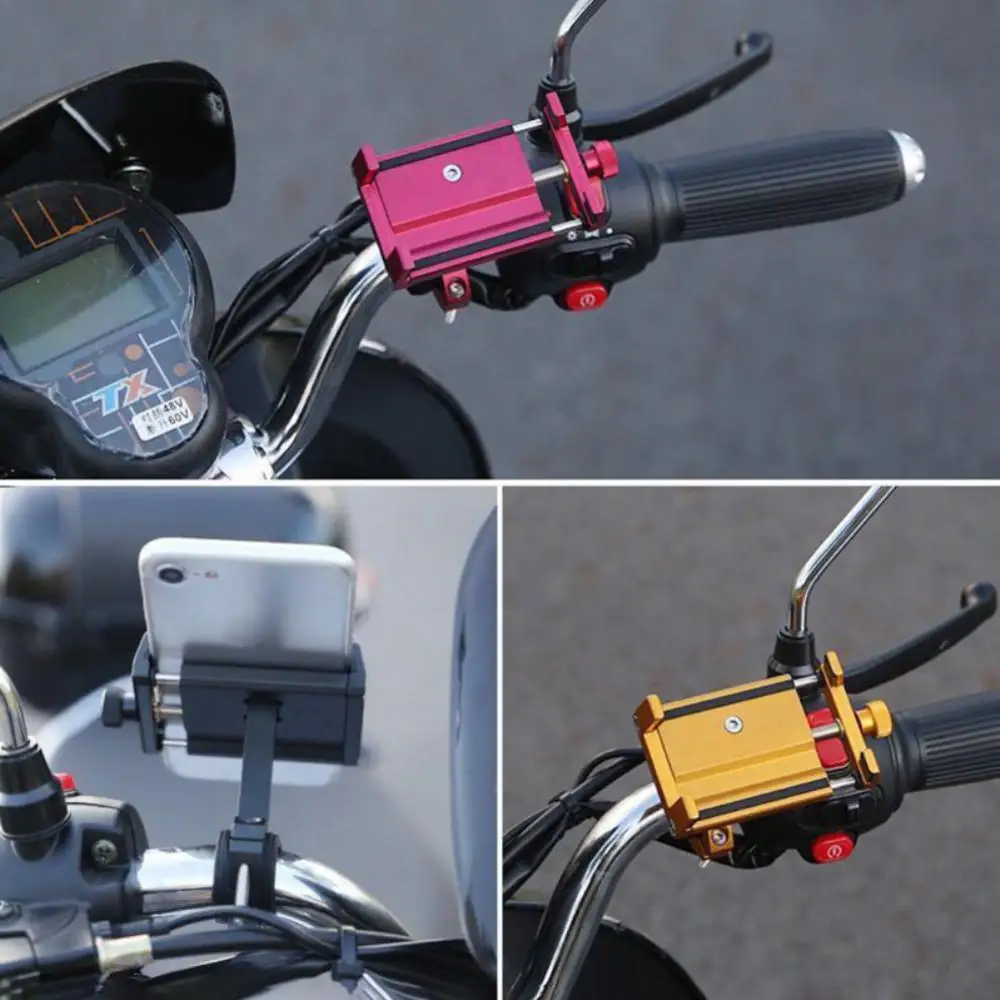 Aluminum Alloy Mobile Phone Holder Sturdy Light Weight Hollow Clamp Eagle Claw Fixed Four-prong Button 4.7-7.4 Inch Mobile Phone