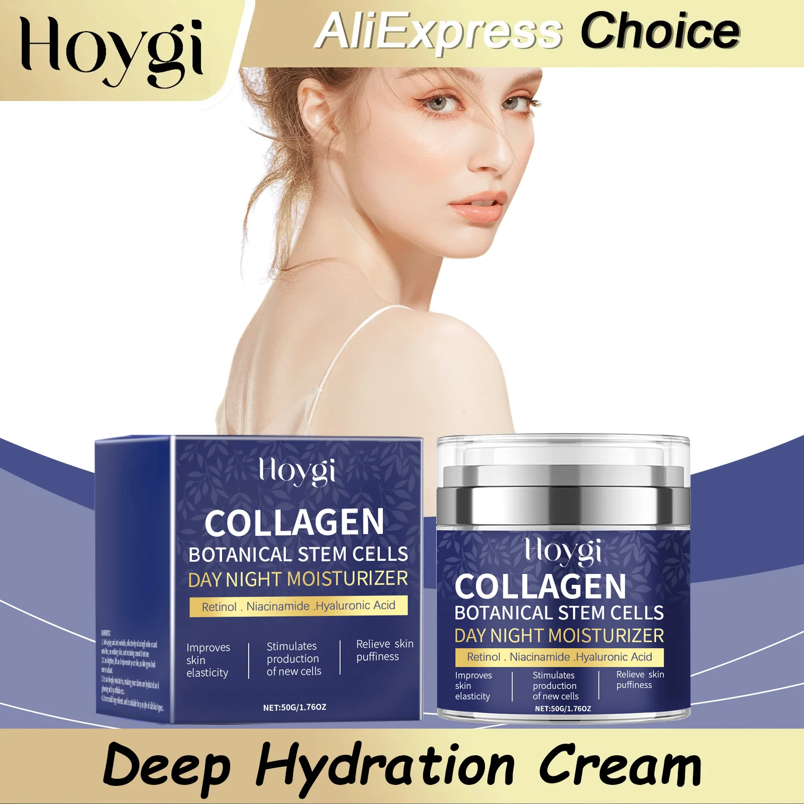 Crema Facial Antienvejecimiento con Retinol HOYGI, Hidratante, Elimina Arrugas, Hidratación Eficaz, Cuidado Delicado, Ilumina el Tono de Piel