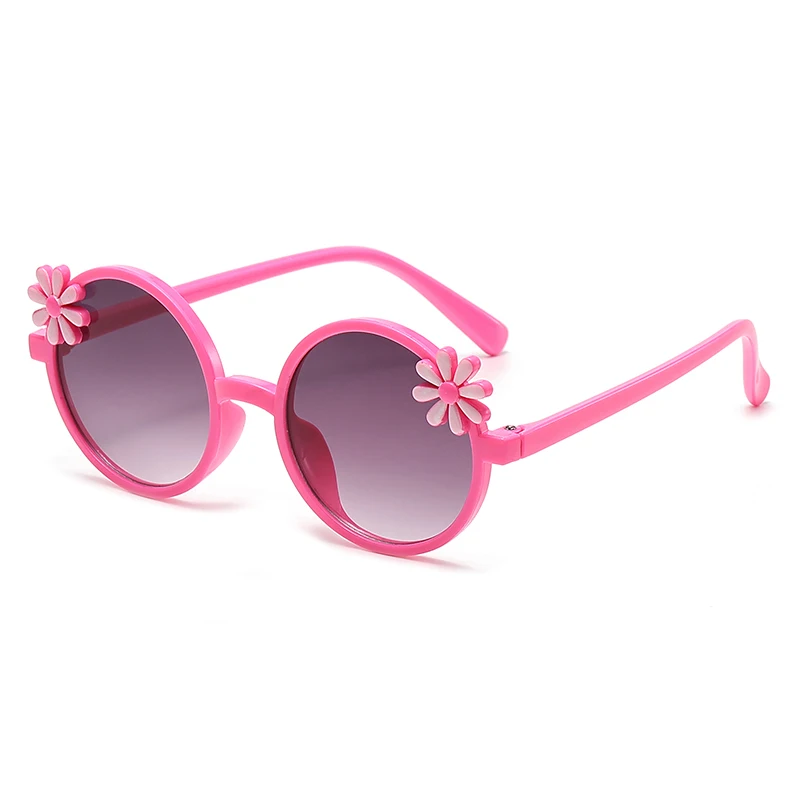 2024 New Children\'s Glasses Floret Anti-ultraviolet Fashion Children\'s Sunglasses Outdoor Shading Travel Children\'s Mirror