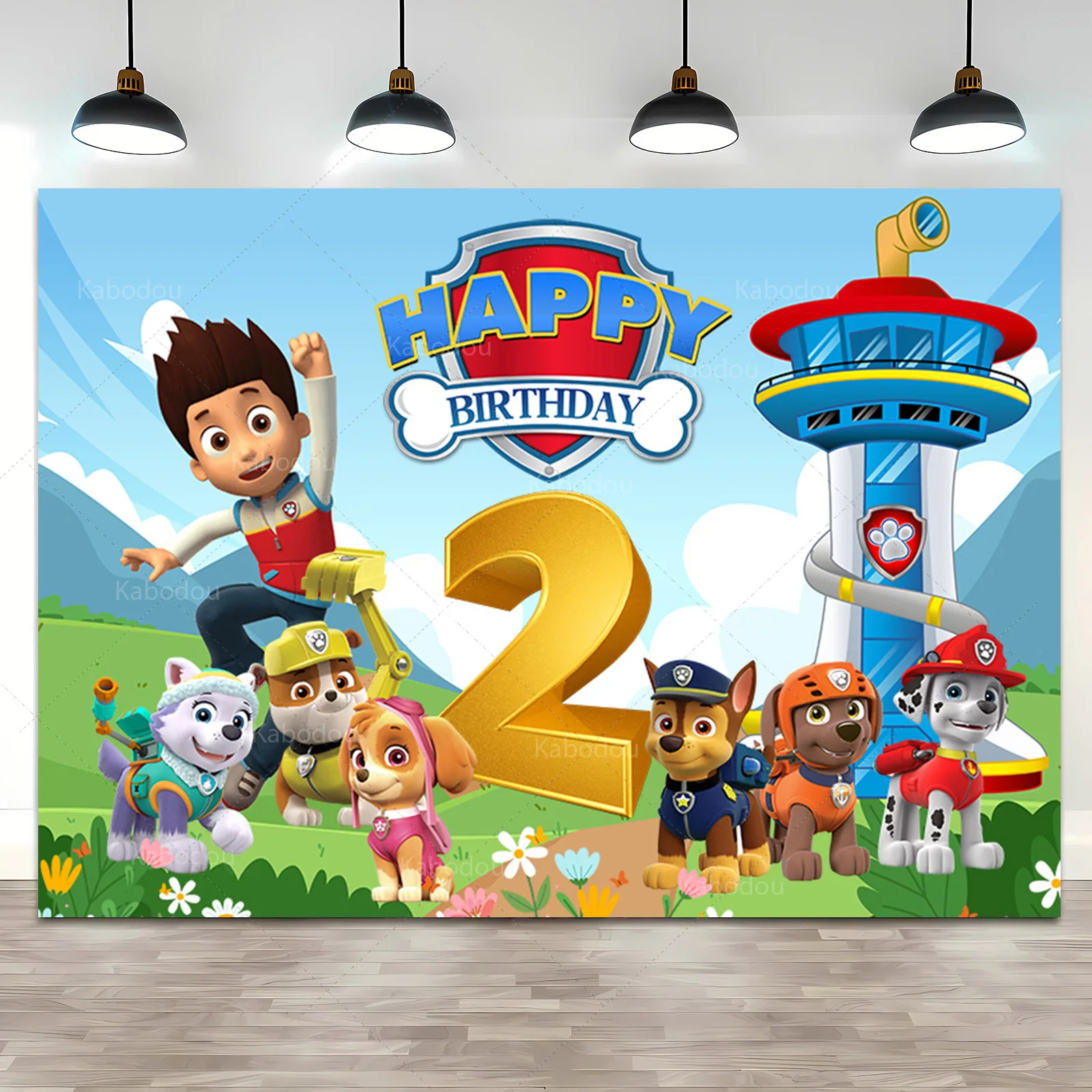 Custom Kids Name Age Paw Patrol Backdrop Boy 1st 2nd 3rd Birthday Party Background Decor Puppy Banner Poster Photo Studio