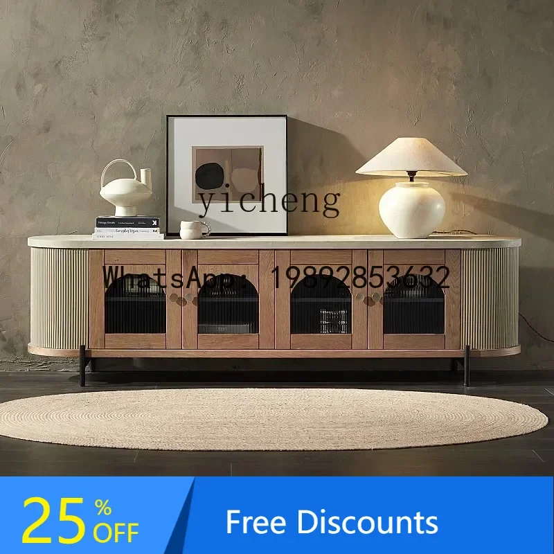 retro old antique cement paint TV cabinet, living room model room wabi sandy wind audio-visual cabinet home decor