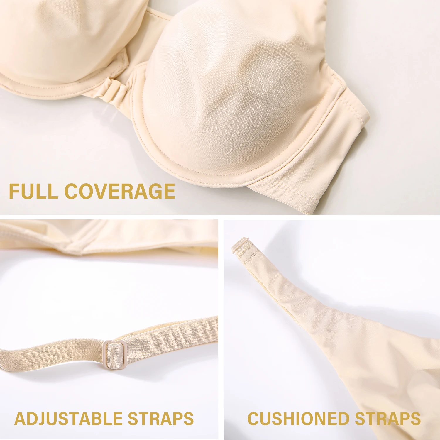 Women's Front Closure Seamless Racerback Underwire Unlined Bra Plus Size