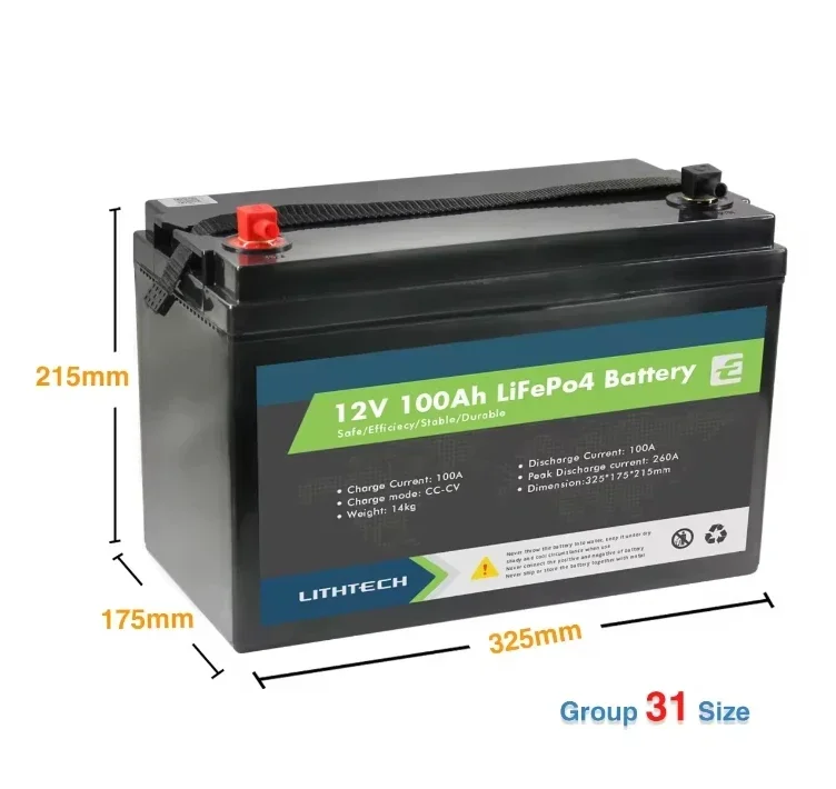 12v 100ah Lithium Iron Battery Bluetooth Batteries Phosphate Cell with BMS,Wires, Connector, Case