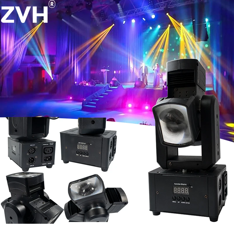 3x10W Mini Moving Head Beam LED Rotating Spot Lights 5° Beam Angle Luminums Lamps for Dj Disco Audience Stage Lighting Party Bar