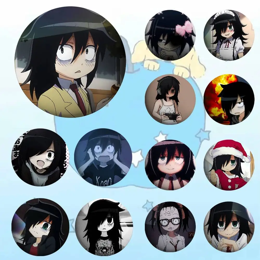 Anime Tomoko Listening To Yume Nikki S Badge Pins For Friend, Backpack, Clothing, Collectible Accessories, Jewelry Gift