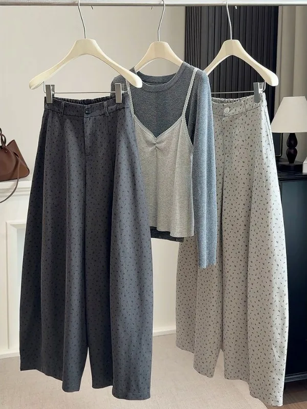 

plus Size Casual Pants Women's Vintage Straight Leg Floral Balloon Pants Summer Loose Fit Wide Leg Pants Comfortable Breathable