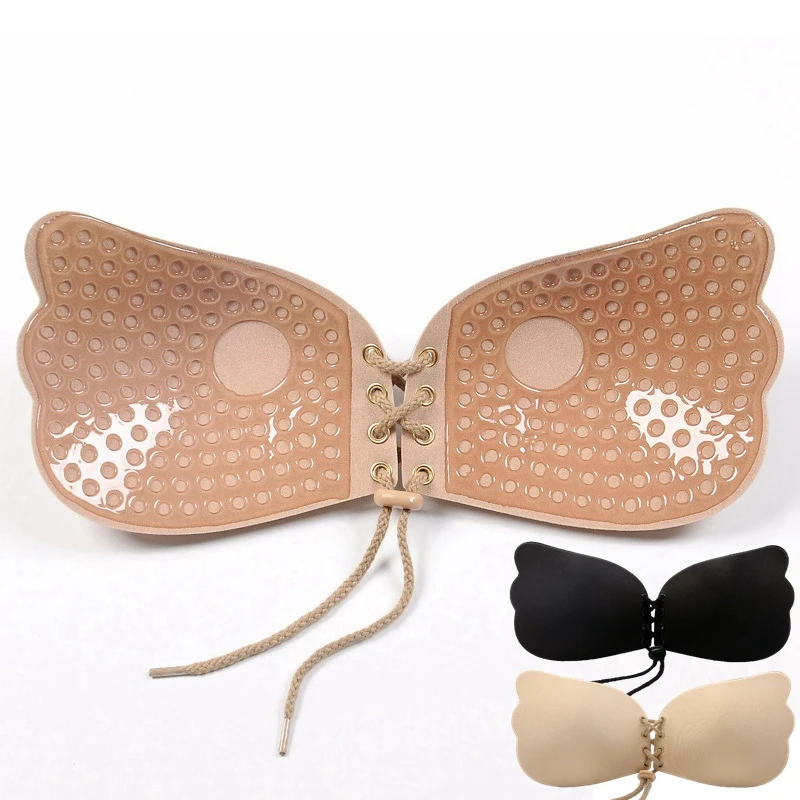 Pull Rope Gathered Breast Patch Invisible Sticky Bra With Anti Protruding Point Breast Patch Wedding Dress Underwear