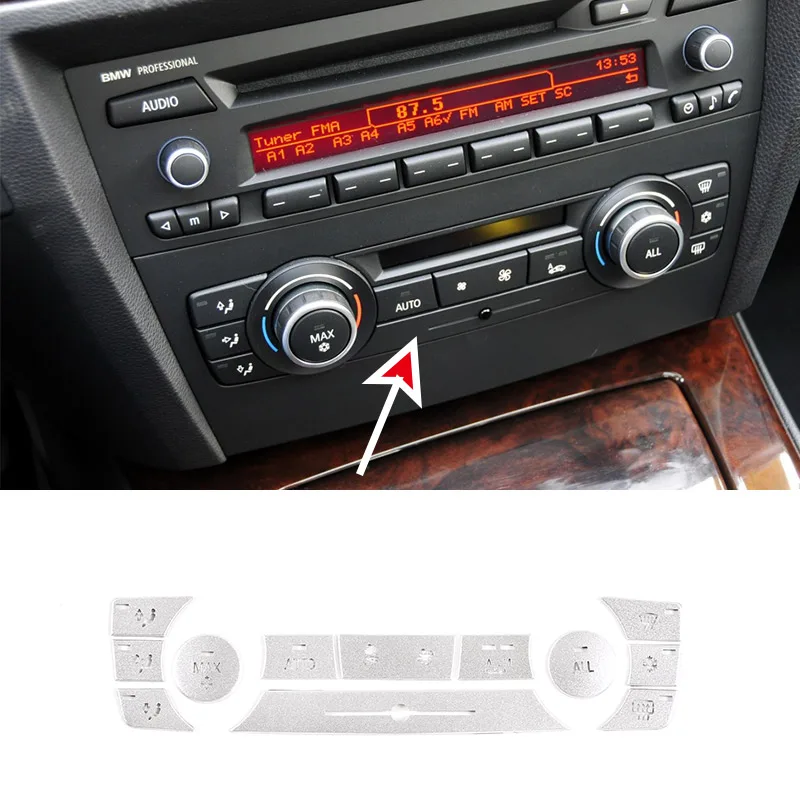 For BMW 3 Series E90 E92 2005-2012 Aluminum Alloy Car Central Control Air Conditioning Button Decoration Sticker Car Accessories