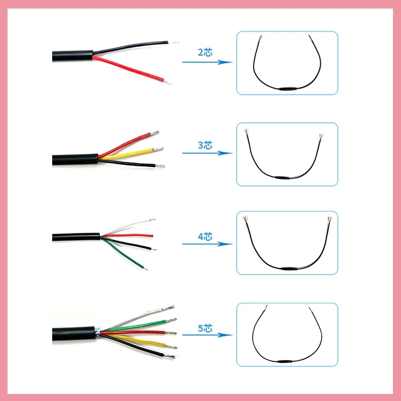 M8 Stecker oder Buchsen 2/3/4/5/6/8-polig Wasserdichtes Stromverbindungskabel 28AWG Signalsensor-Verlängerungskabel B6