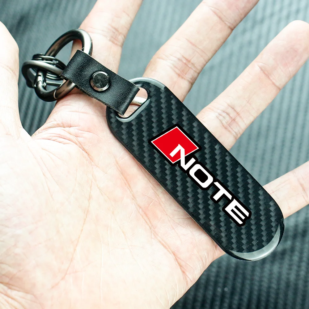 

Carbon Fiber Car Key Rope Car Keychain Key Chain Pendant Keyring Horseshoe Buckle For Nissan NOTE Auto Accessories
