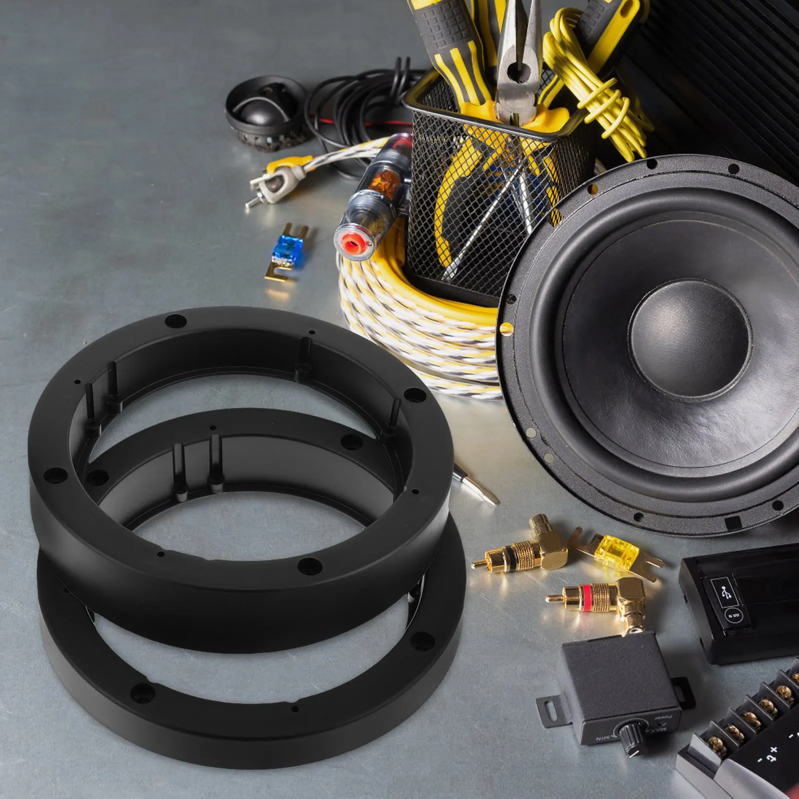 

2Pcs Car Door Speaker Spacers 6.5 Inch Plastic Mounting Rings Adapter Brackets for Audio Sound Insulation Replacement