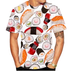 Camisetas de Sushi con estampado 3D de comida divertida para hombre, camiseta informal de manga corta, camisetas Harajuku Y2k, ropa para niños