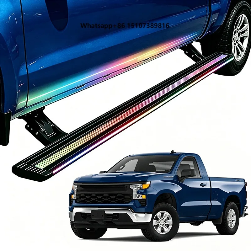 Automatic Electric Power Side Step Neon Led Dual Lights Running Board for Regular Cab 2019-2026