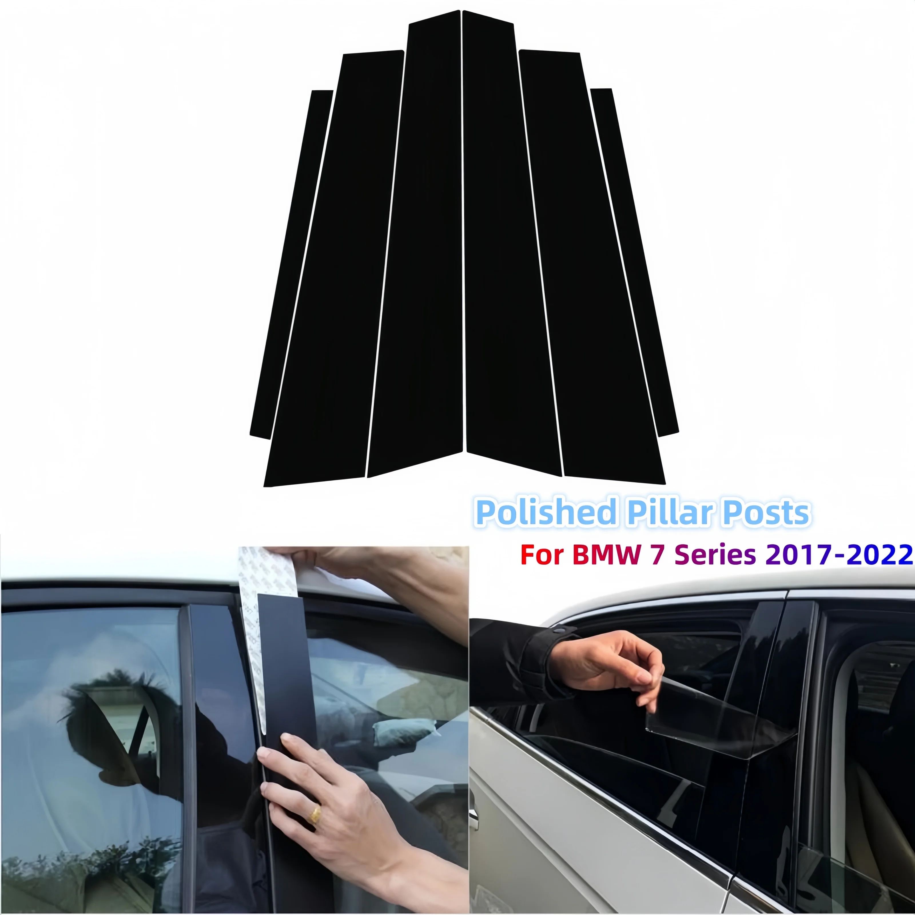 

For BMW 7 Series 2017-2022 Gloss Black Polished Pillar Posts Door Window Trim Cover BC Column Decoration Stickers Accessories