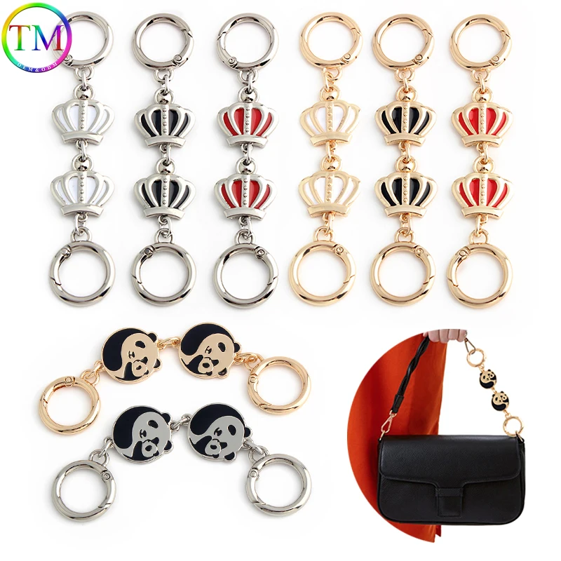 

2/10/30PCS Panda/Crown Bag Chain Handbag Extension Chain With O Spring Ring For Armpit Handbag Shoulder Strap Accessories