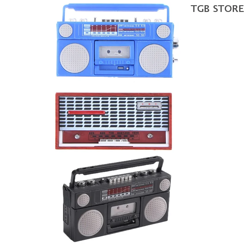 1 Stücke ABS Mini Nostalgische Radio Recorder Modell Puppenhaus Mini Ornamente Spielzeug Dekorationen
