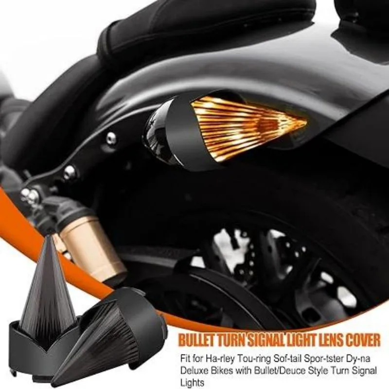 Round Turn Signal Lens Cover for Harley 883/1200 XL Dyna Softail, Compatible with Bullet Style Housings , PC Material Lamp Cap