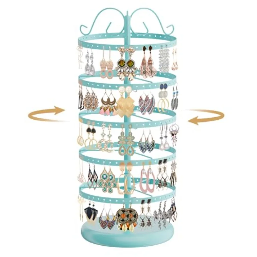 Rotating Earring Holder Organizer Stand, 5 Tier Metal Tree Display for Women Vendors, 220 Holes Adjustable Jewelry rack for Stu