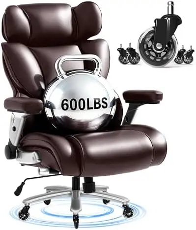 600lbs Big and Tall Office Chair for Heavy People, Heavy Duty Computer Desk Chair with Dynamic Lumbar Support 2D