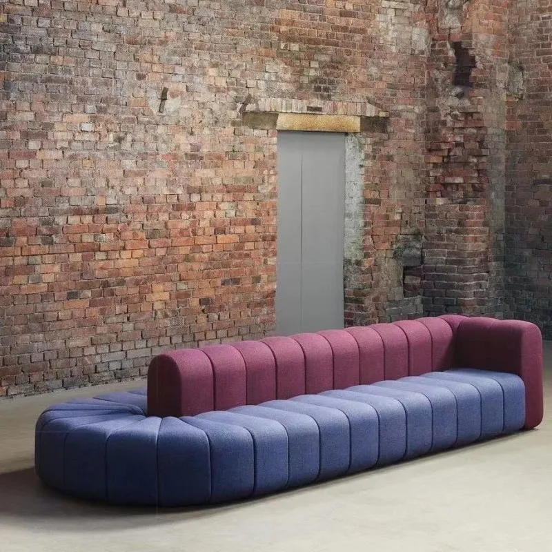 Italian minimalist double-sided back-to-back velvet sofa Nordic creative design curved large flat-level business reception sofa