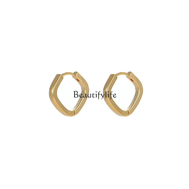 Geometric Square Earrings for Women Ear Clip Elegant Earrings Simple Hong Kong Style Earrings