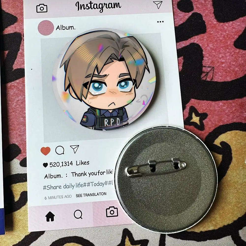 Leon S Kennedy   Badge 25 32 44 58 75 mm Round Fans Collect Friends Gifts Brooch Souvenir