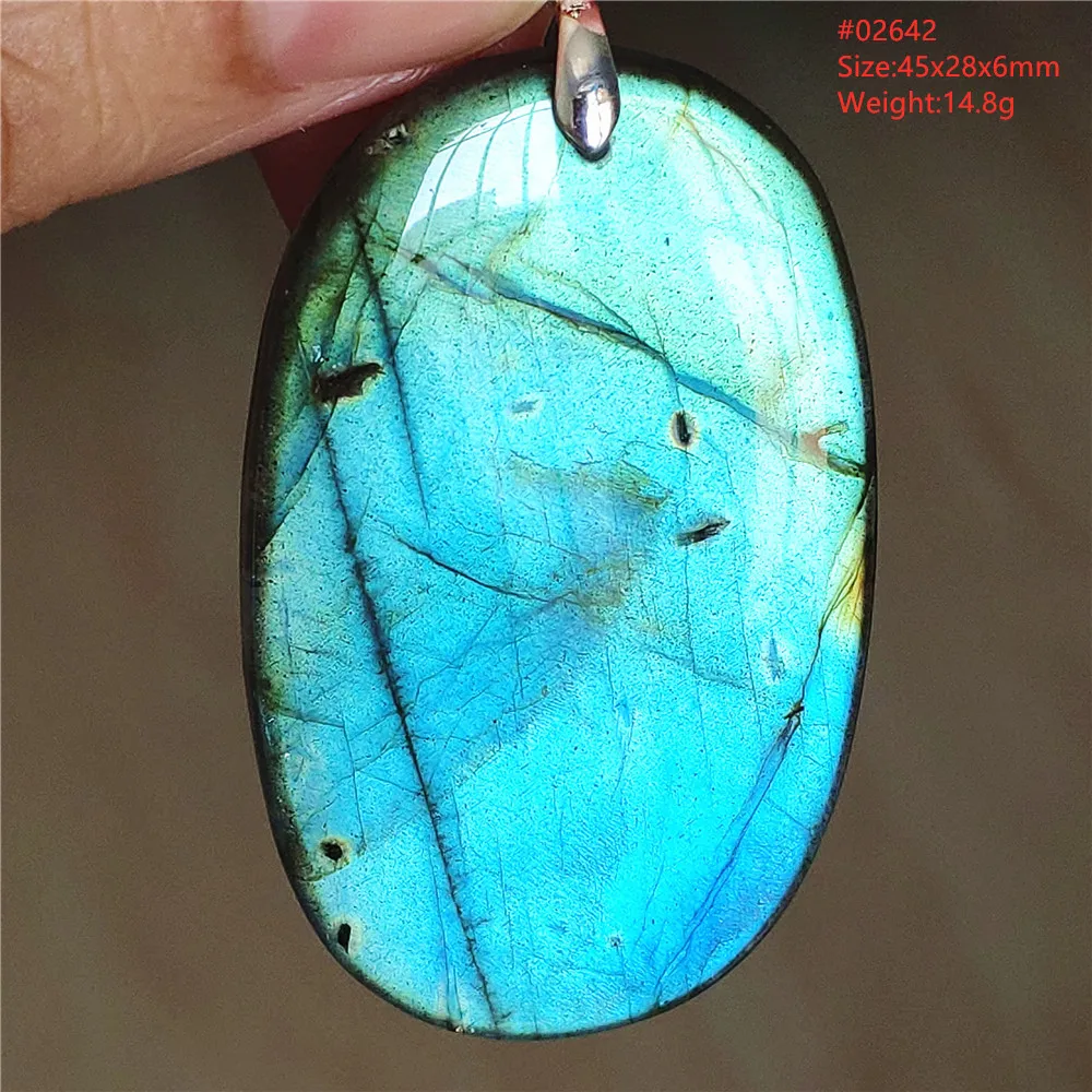Natural Blue Light Labradorite Pendant Jewelry Water Drop Crystal Flash Labradorite Bead Necklace Women Men AAAAAA
