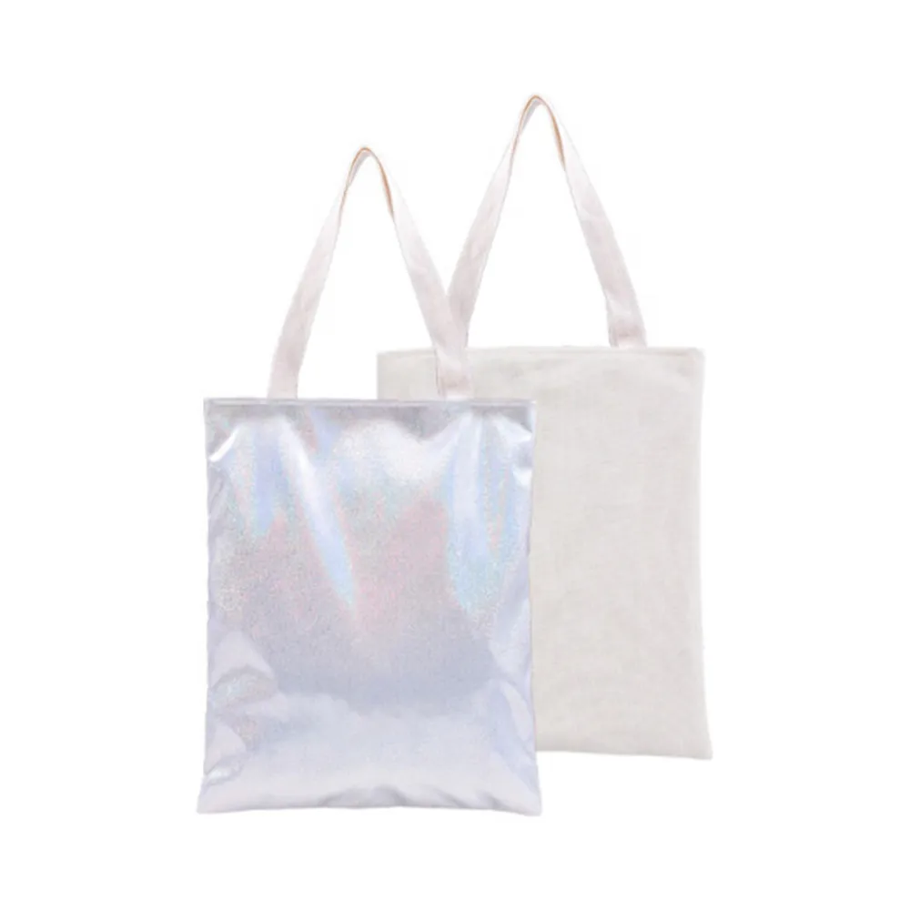 

15.7" x 13.4" Glitter Pink Silver Champagne Polyester Blank Tote Shopping Bags for Sublimation