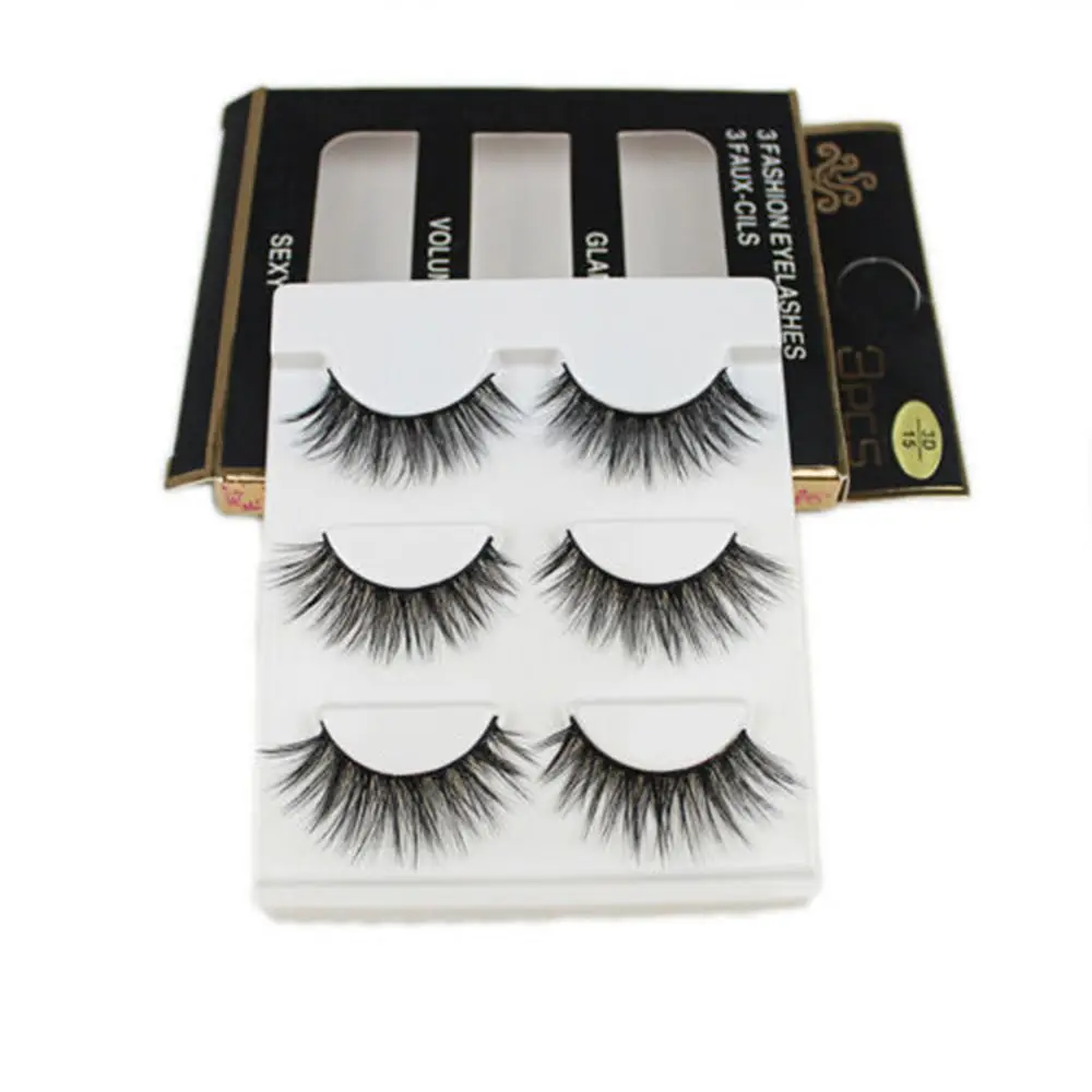 Cruelty-Free Eye Makeup Tools Reusable Full Strips Handmade False Eyelashes 3D Faux Mink Hair Wispy Fluffy Natural Long