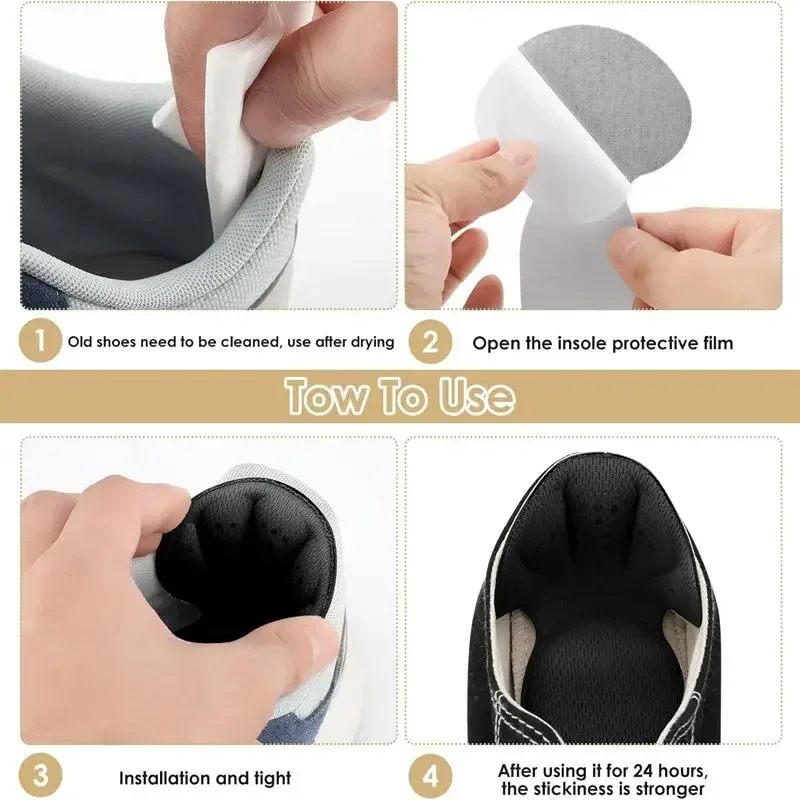 New 2 in 1 Sponge Heel Cushion Back of Inserts Heel Protectors Shoe Pads for Shoe Too Big Soft Mesh Heel Grips Shoes Insoles