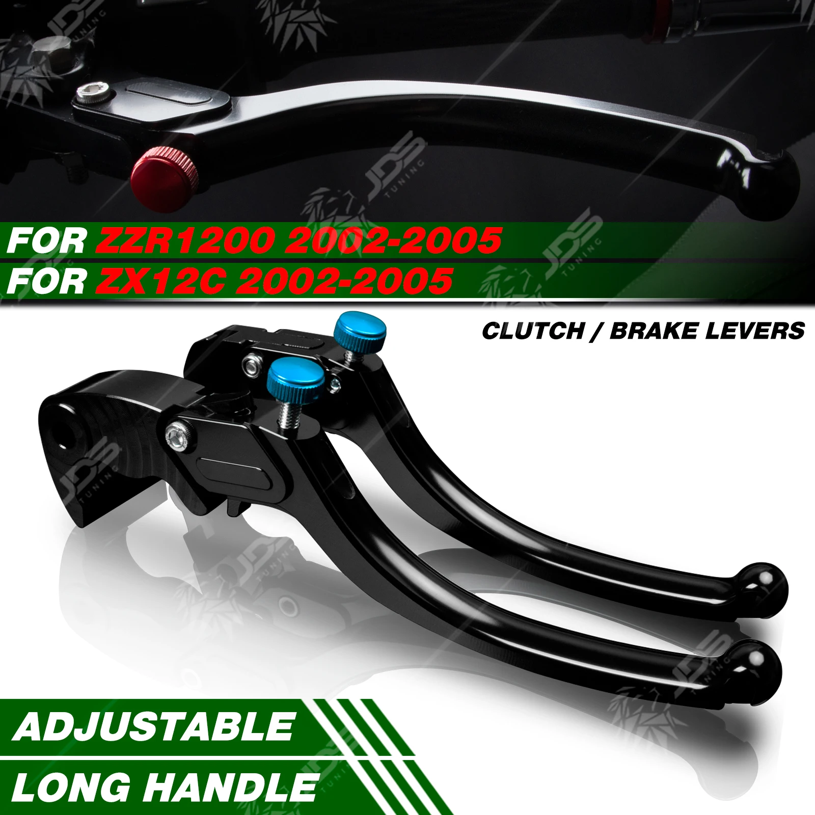 

JDSTUNING For Kawasaki ZZR1200/ZX12C 2002-2005 Stepless Clutch Lever Brake Lever Set Long Handle Levers Motorcycle Accessories