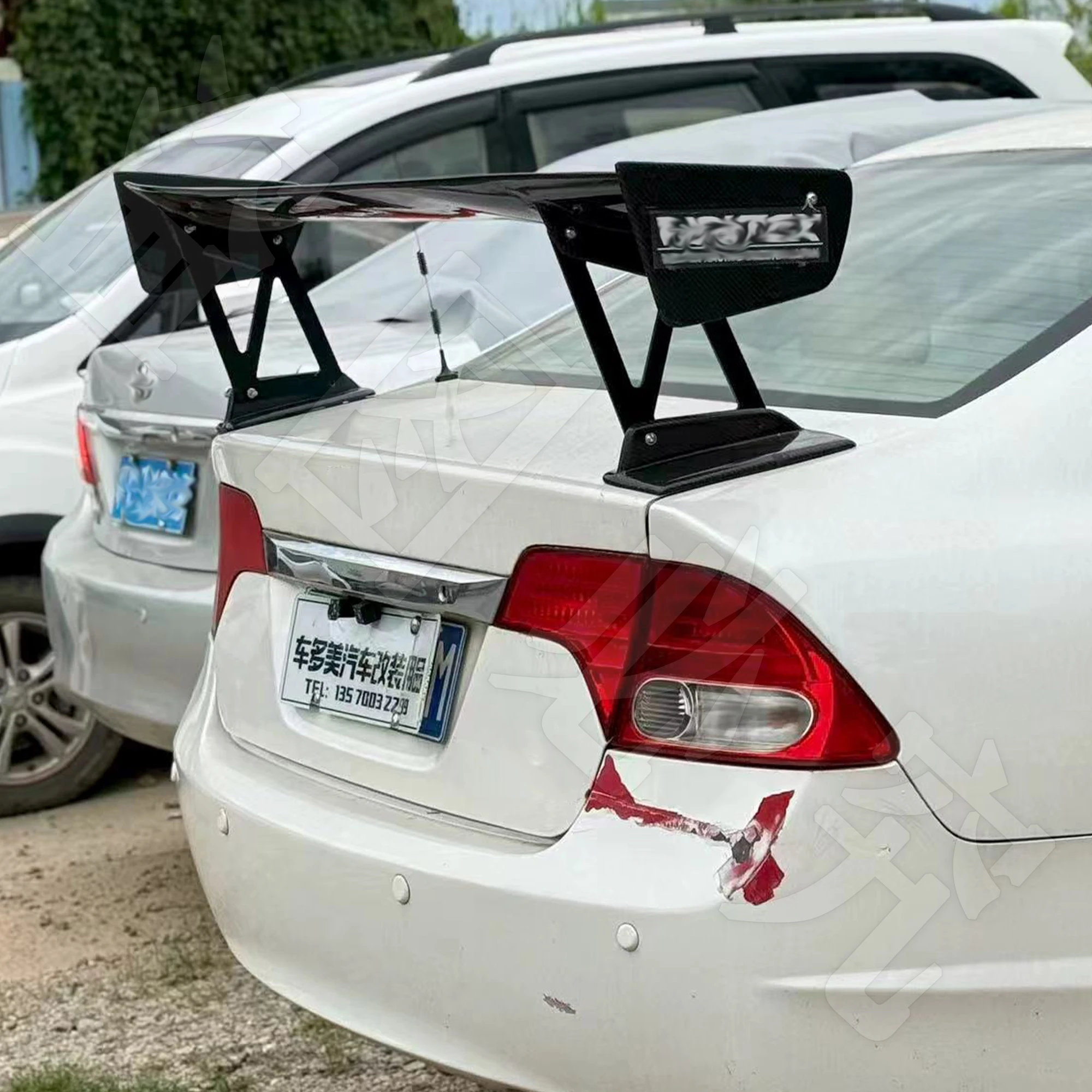 For Honda Civic 2006-2012 FD2 Rear Spoiler VOLTE Style Car Trunk Lid Glossy Black Decorative Cover Tail Wing