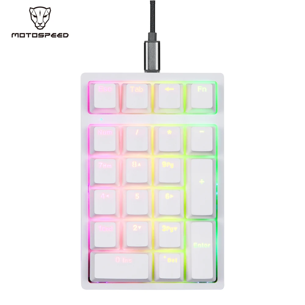 Motospeed K24 Mechanical Numeric Keypad White Hot-Swap  Switch Wired Keyboard Computer Numpad 21 Keys With Drive For Laptop PC
