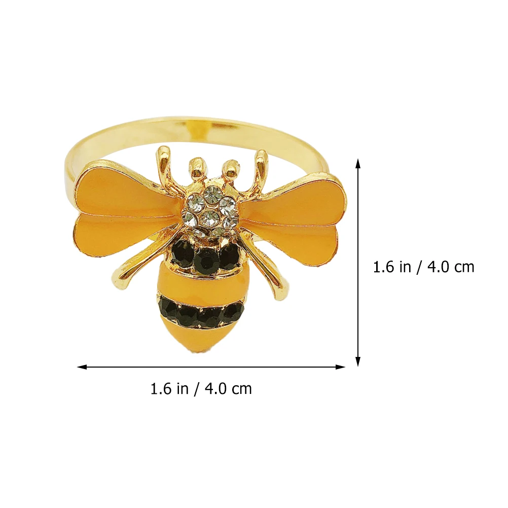 

6pcs Napkin Rings Elegant Alloy Bee Themed Reusable Party Decor Cloth Napkins Holder Christmas Gift Banquet Accessories