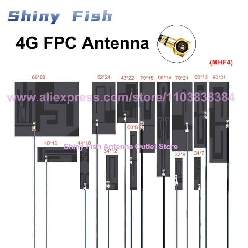 2pcs  MHF4 LTE 4G 3G GSM 2G NB-IOT FPC Flexible Soft Board Internal Antenna 700-2700MHZ 3dBi High Gain 13cm For M.2 Modem