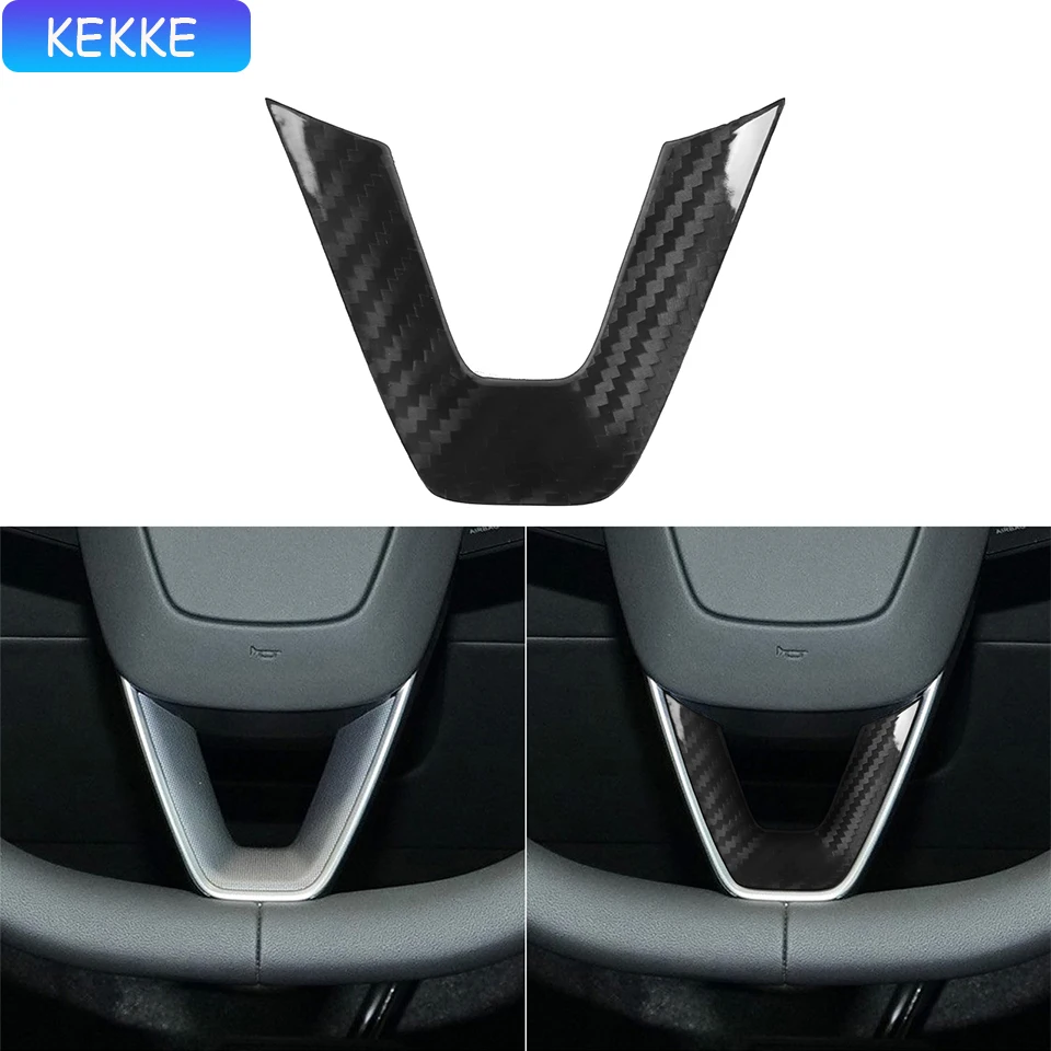 

Stick 1 piece under the Driving Wheel Real Dry Carbon Fiber Hardware Car Exterior Accessories For Tesla Model 3 2023-up