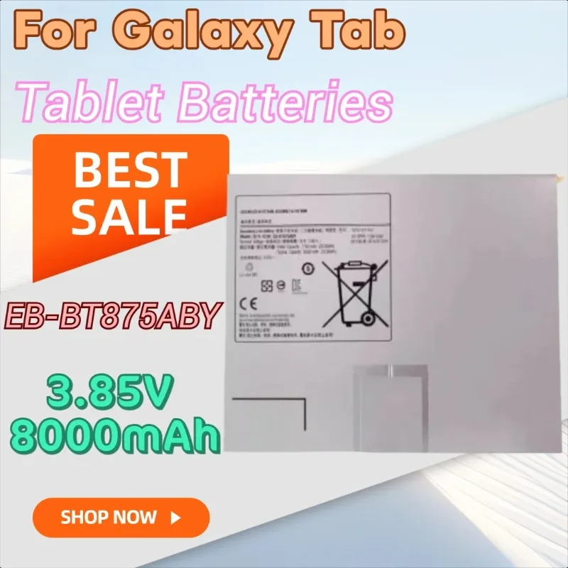 

Совершенно новый высококачественный сменный аккумулятор для планшета 3,85 В 8000 мАч EB-BT875ABY для Galaxy Tab S7 T870 T875 T876 SM-X700 SM-X706