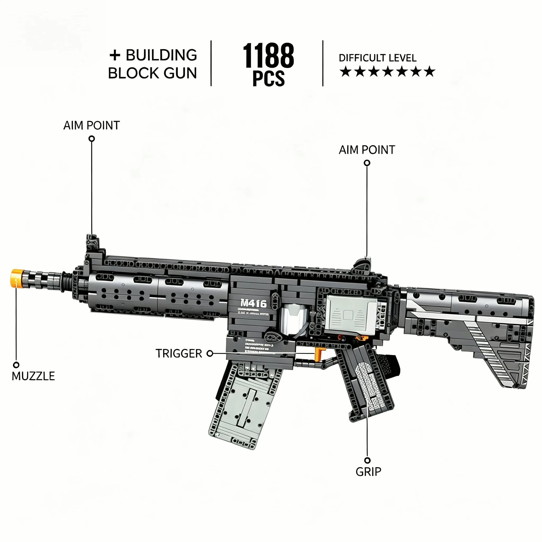 

Конструктор-модель автомата M416 из серии «Городская полиция и Военная техника», 1101 деталь, игрушка-головоломка для сборки, подарок