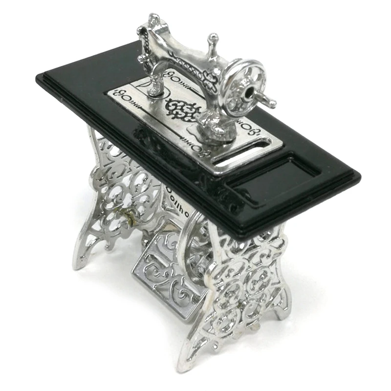 

2Pcs Mini Miniature Sewing Machine 1:12 Scale DIY Decoration Gift Small Sewing Machine