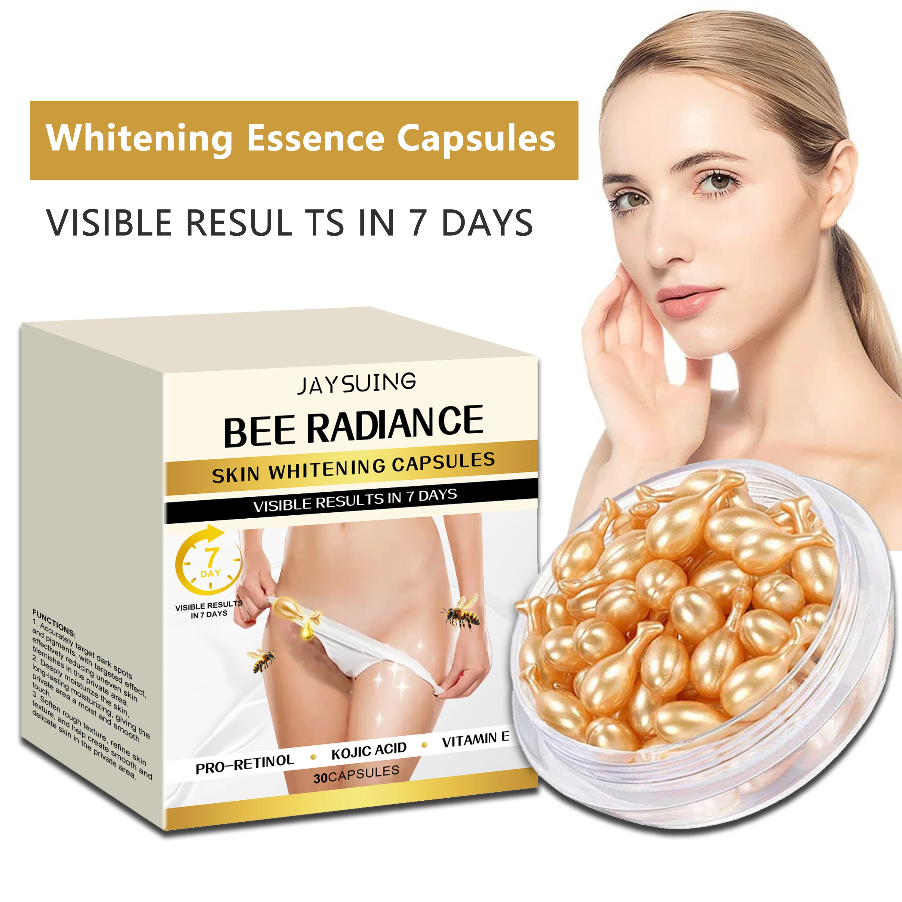 

30 Capsules Whitening Essence Capsules Anti Wrinkle Fade Fine Lines Fade Dark Spots Deeply Moisturize Tighten Whiten SkinCare
