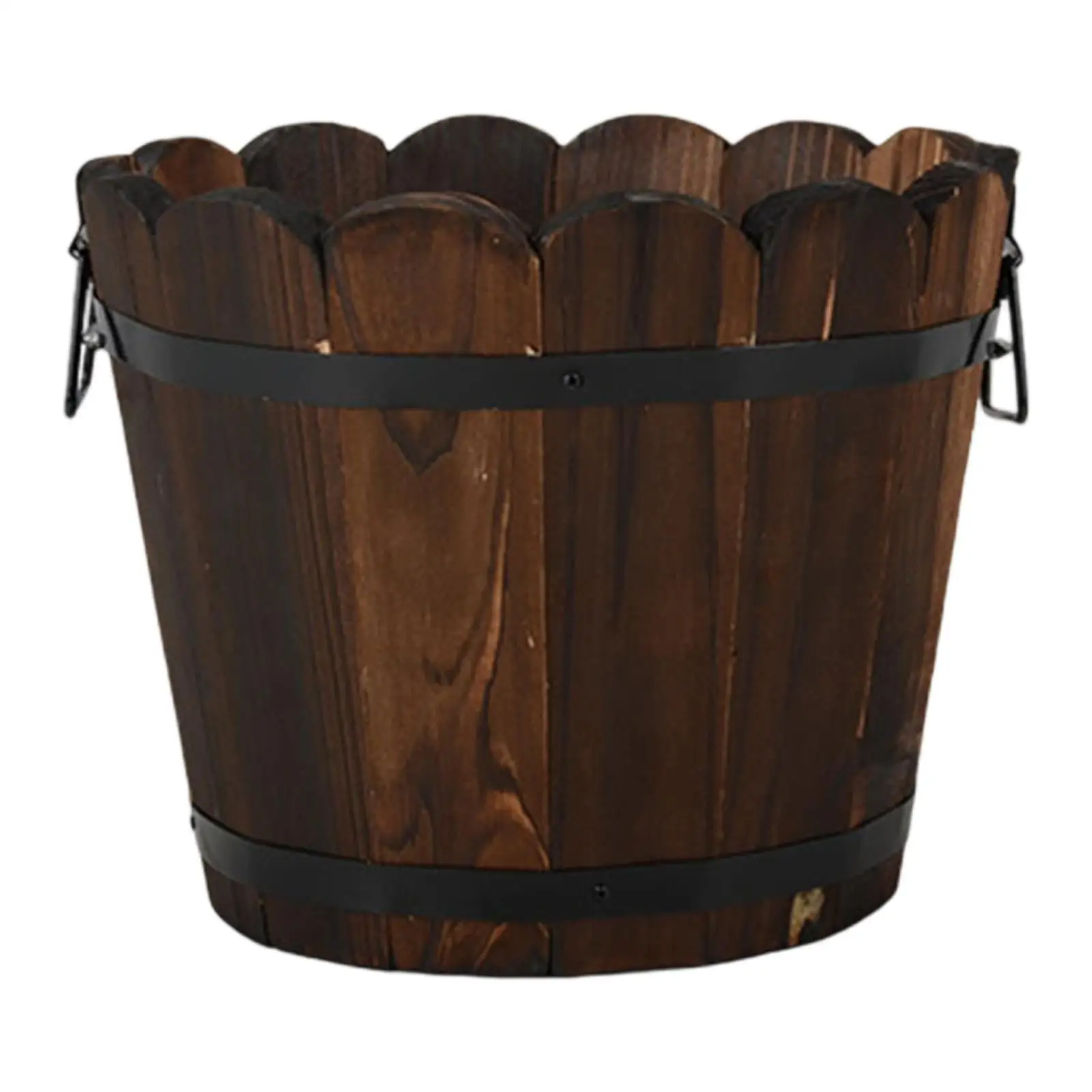 

Wood Bucket Planter Unique Plant Container for Garden Indoor Gardening Lover