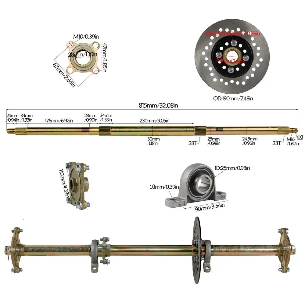 TDPRO-Paire de rails de sable et de neige pour kart, kit d'essieux arrière de 32 pouces, assemblage pour chariot RL Bumosquito DIY