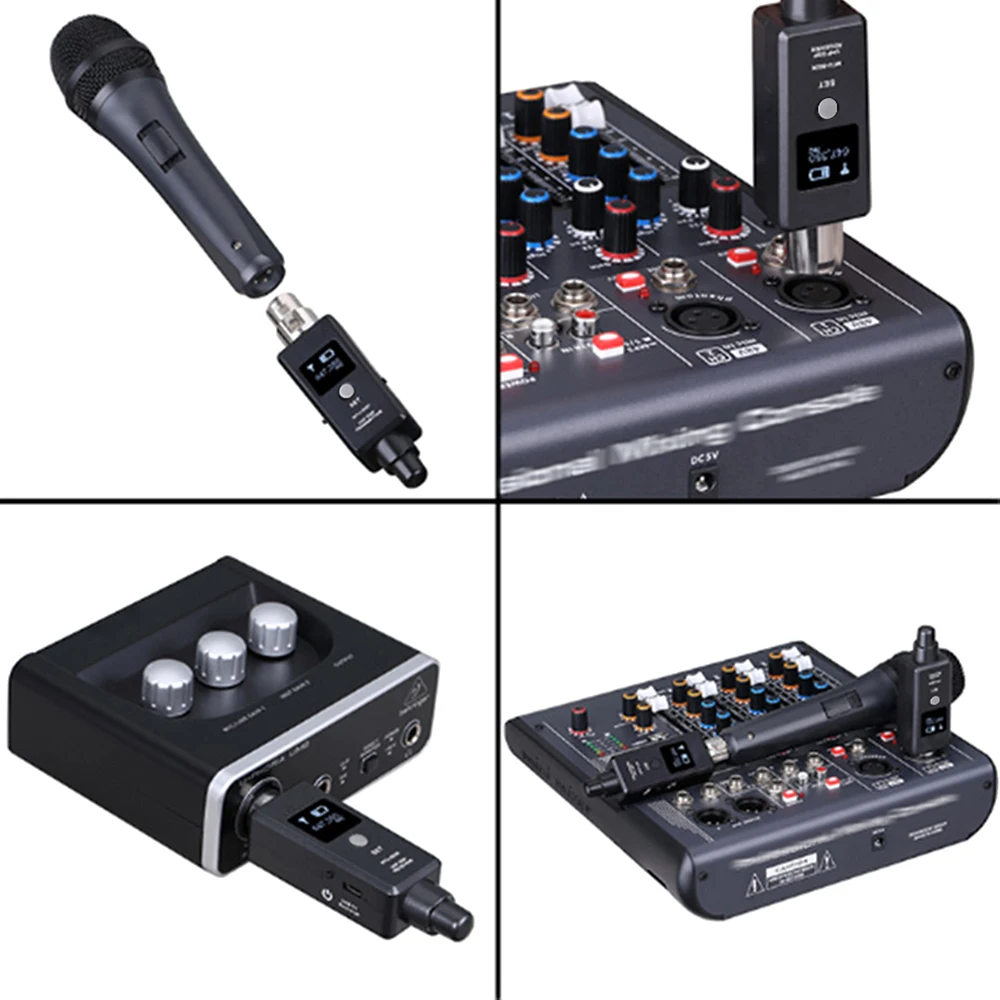 1 Pair Microphone Wireless System Wireless Transmitter System Transmitter & Receiver for Dynamic/Condenser Microphone